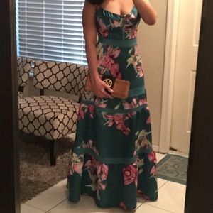 Long tropical cocktail dress